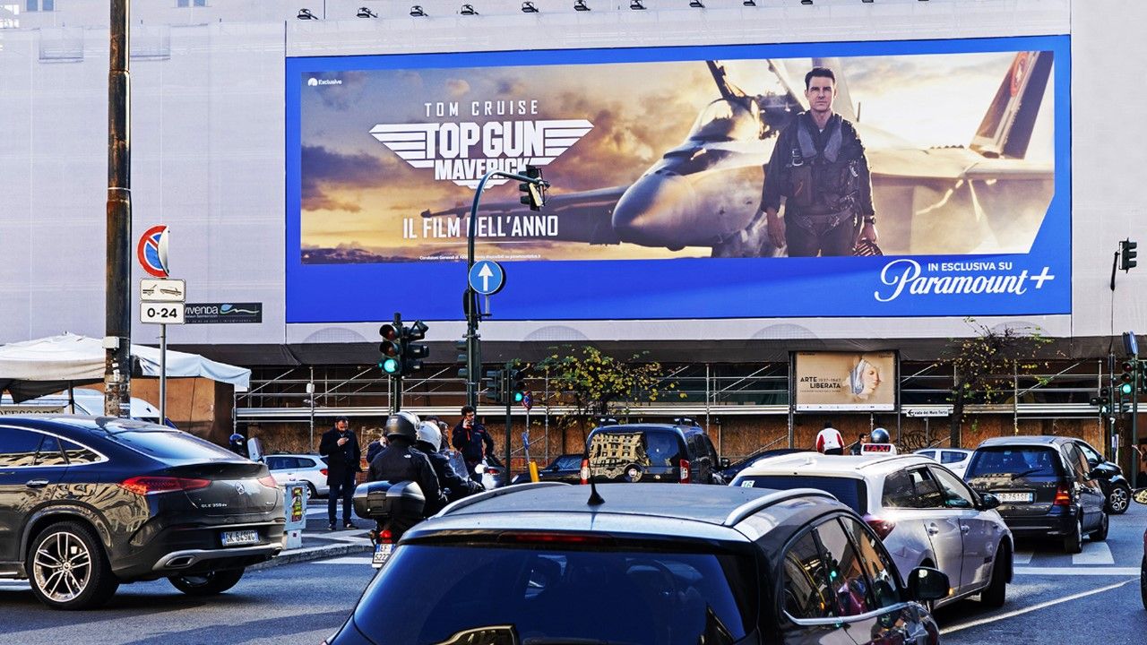 Top Gun Maverick Ad on a daylight street