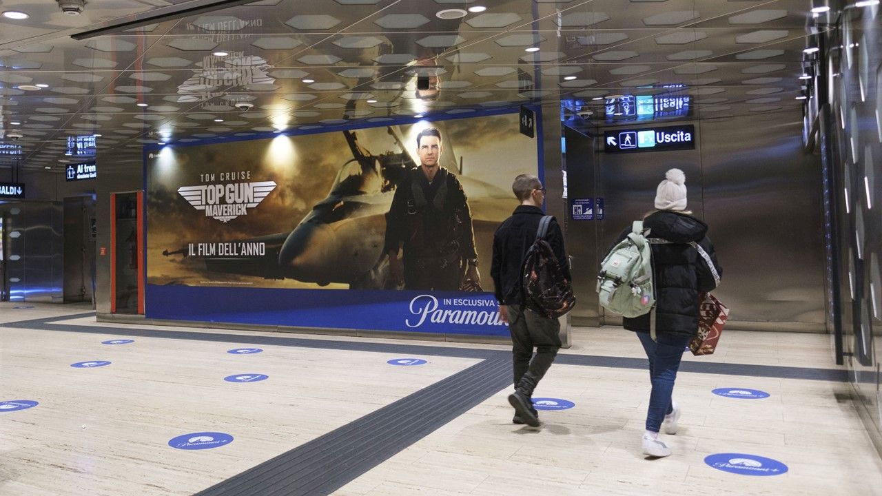 Top Gun Maverick Ad in a train station